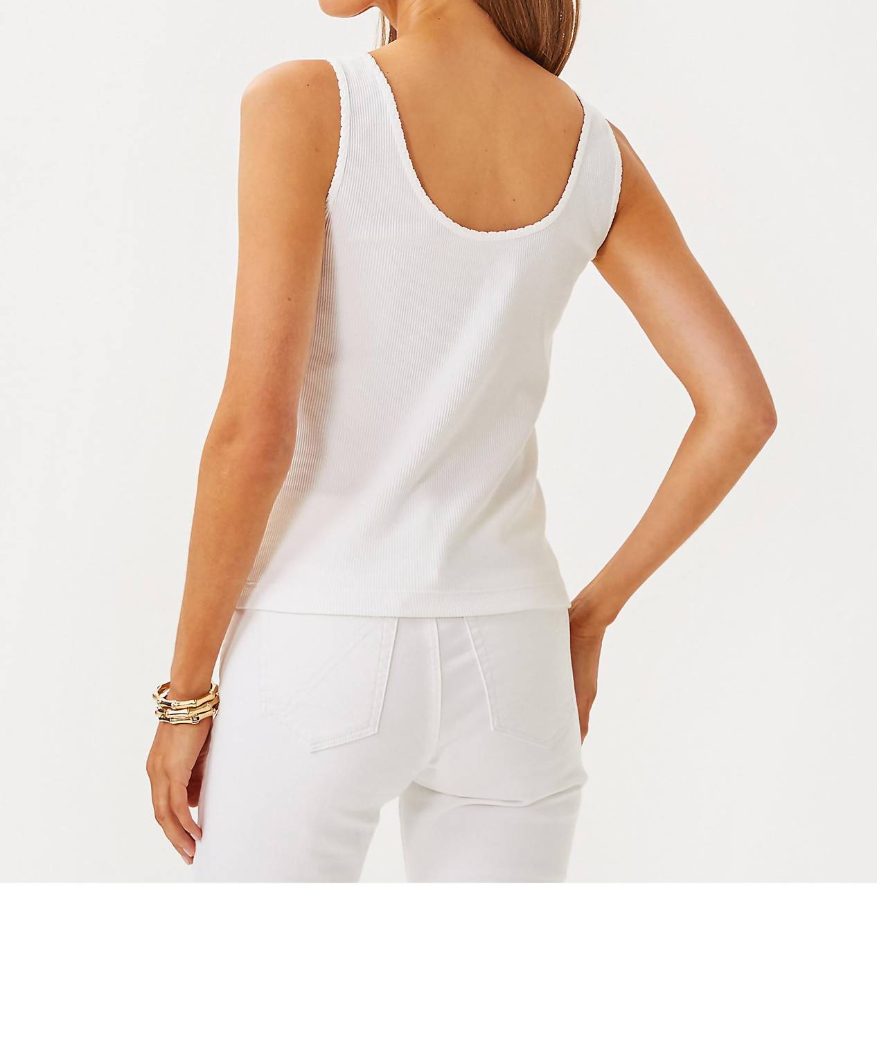 Lilly Pulitzer Gabbie Knit Top in resort white - women's tank top - alternate view