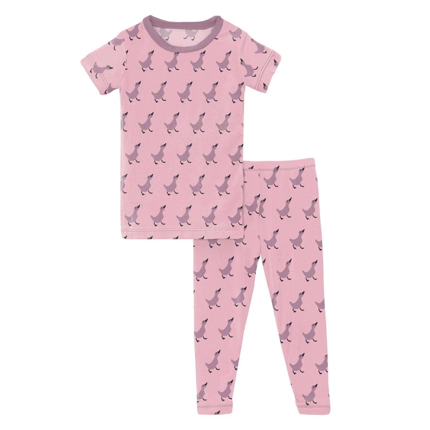 Kickee - Kids' Bamboo Print Short Sleeve Pajama Set
