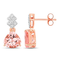 Diana M Jewels Women's Heart Natural Morganite Stud Earrings (3.31 Ct) - Signature Plus in 14k rose gold - women's jewelry - detail view