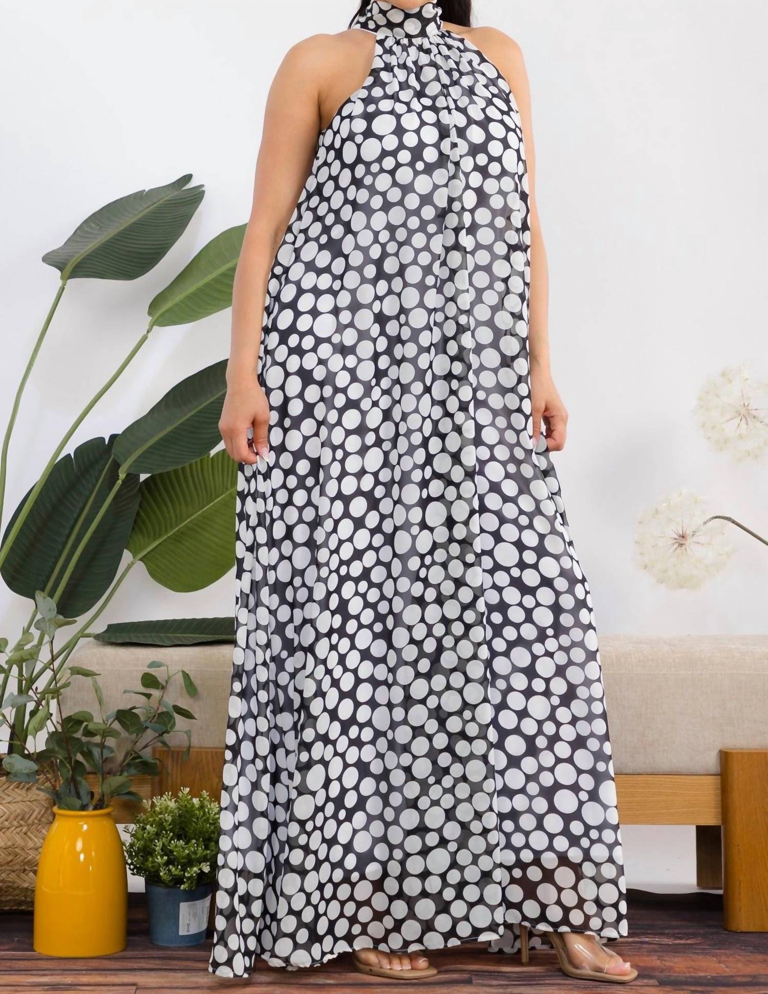 Karen T Design Polka Dot Halter Jumpsuit in black - women's pants - view 5