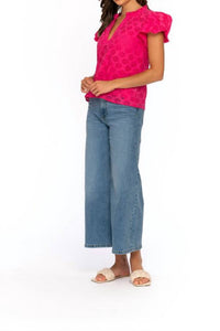 Tolani - Eyelet Short Sleeve Top