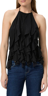 Paige Ciao Ruffle Halter Top in black - women's blouse