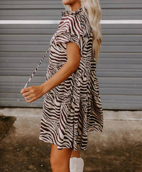 Entro - Zebra Print Tiered Mini Dress