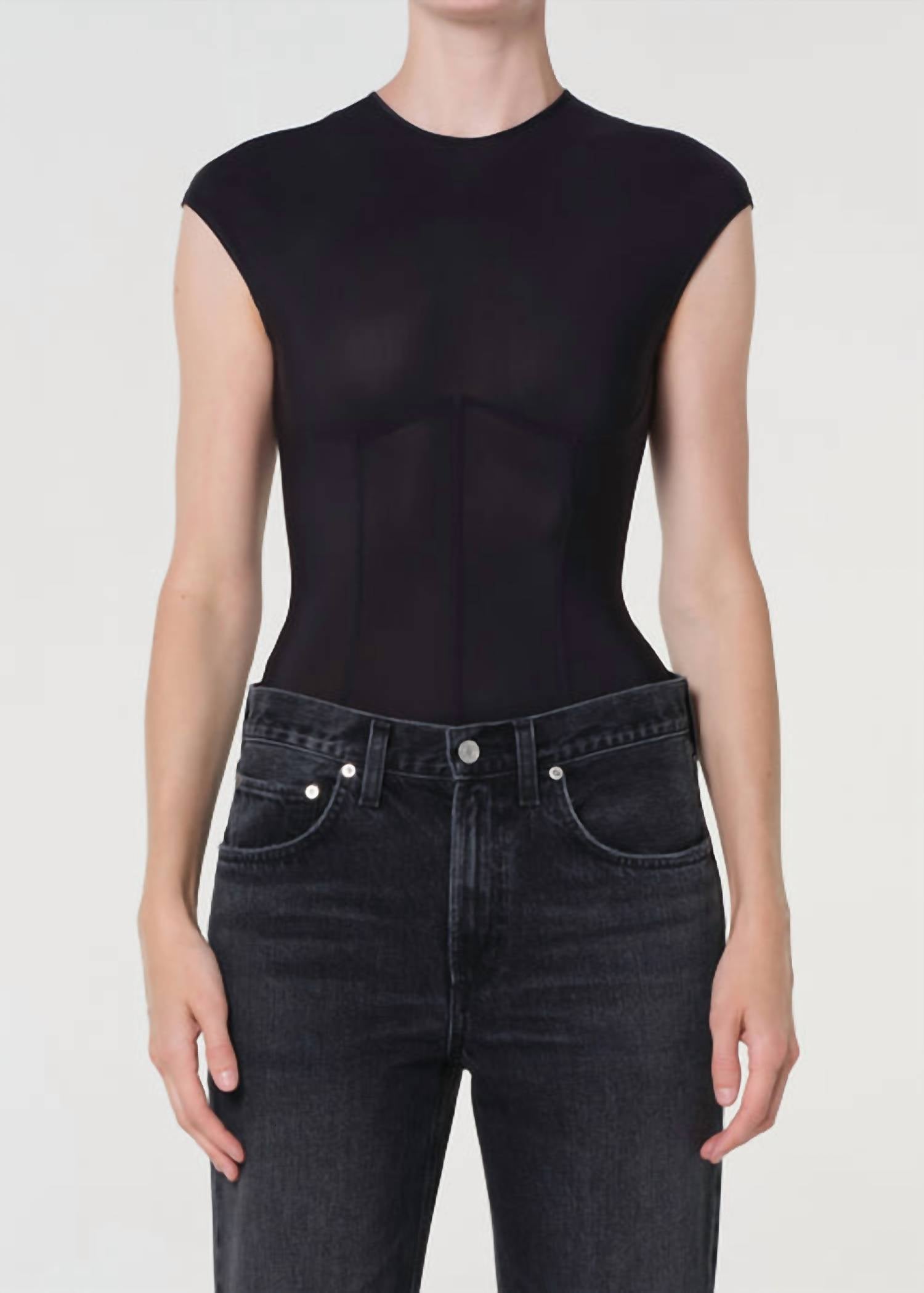 AGOLDE Nadia Fitted Bodysuit in black - women's shirt