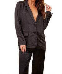 Vintage Havana Heavy Satin Blazer in black - women's jacket