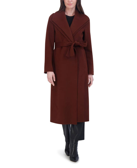 Tahari - Women's Slim Fit Double-faced Wool Blend Belted Wrap Coat