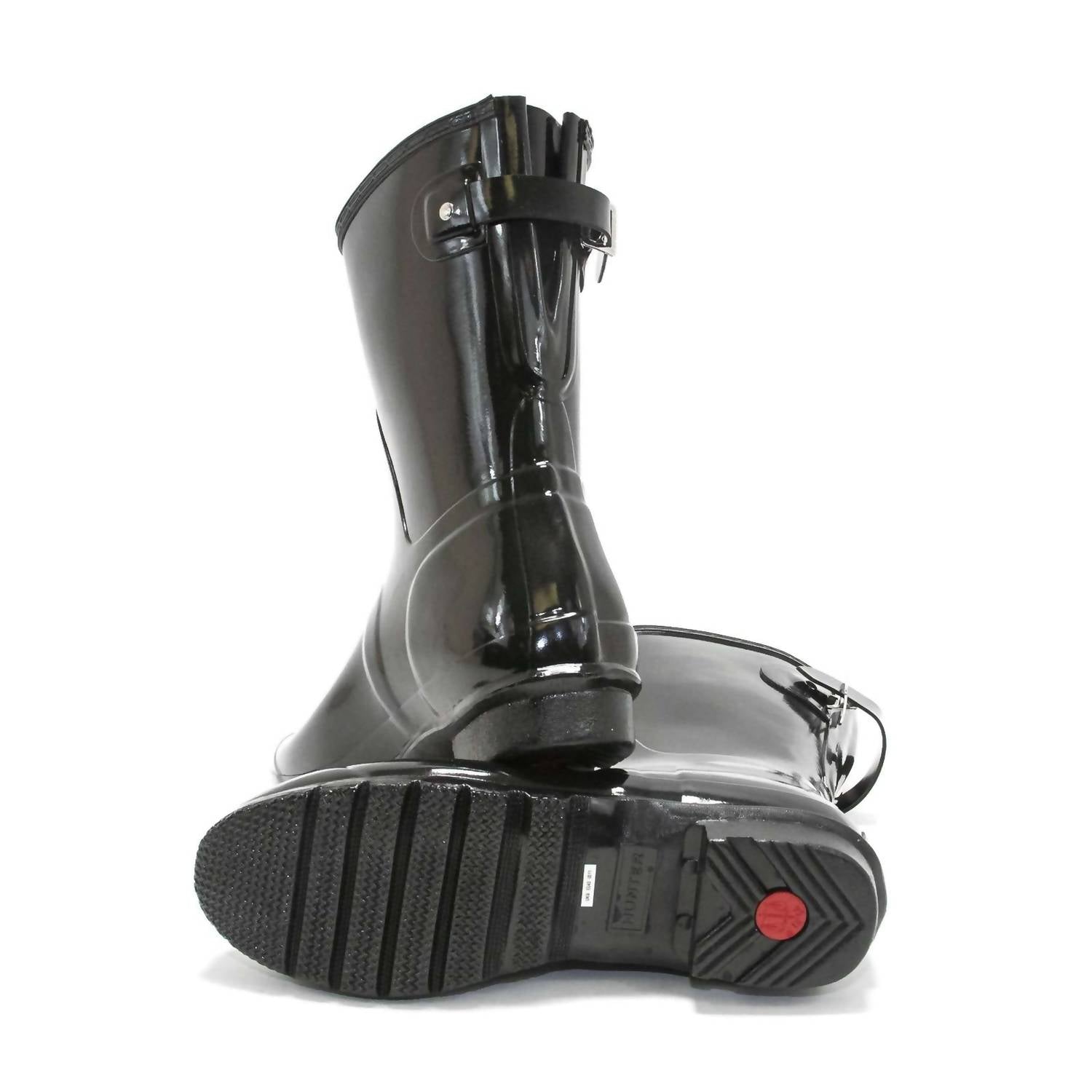 HUNTER Women's Original Short Back Adjustable Gloss Rain Boots in black - women's shoe - view 7
