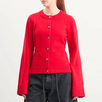 GOOD AMERICAN Button Front Knit Cardigan in chili - women's cardigan