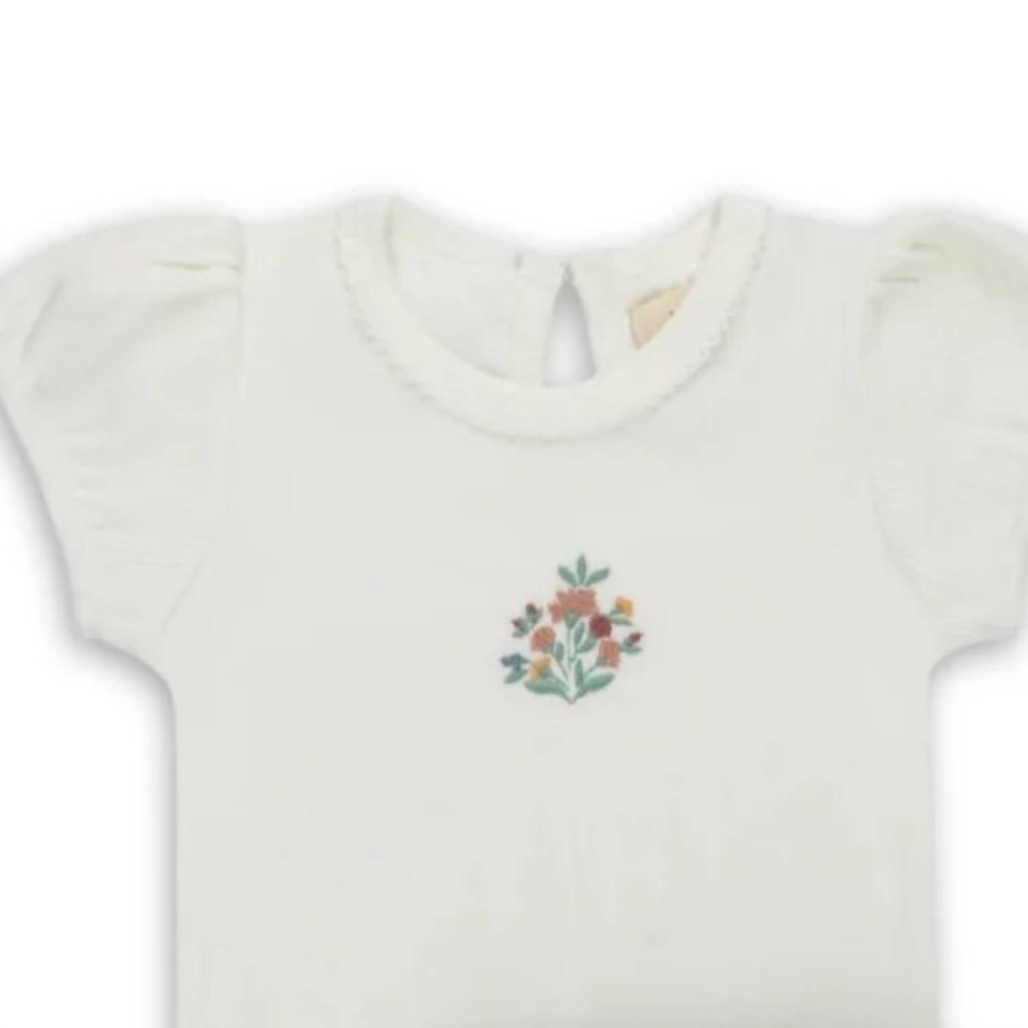 Ely'S & Co. - Girls Ribbed Floral Embroidered T-shirt And Bloomer Set