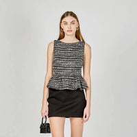 Endless Rose - Sequin Textured Peplum Top