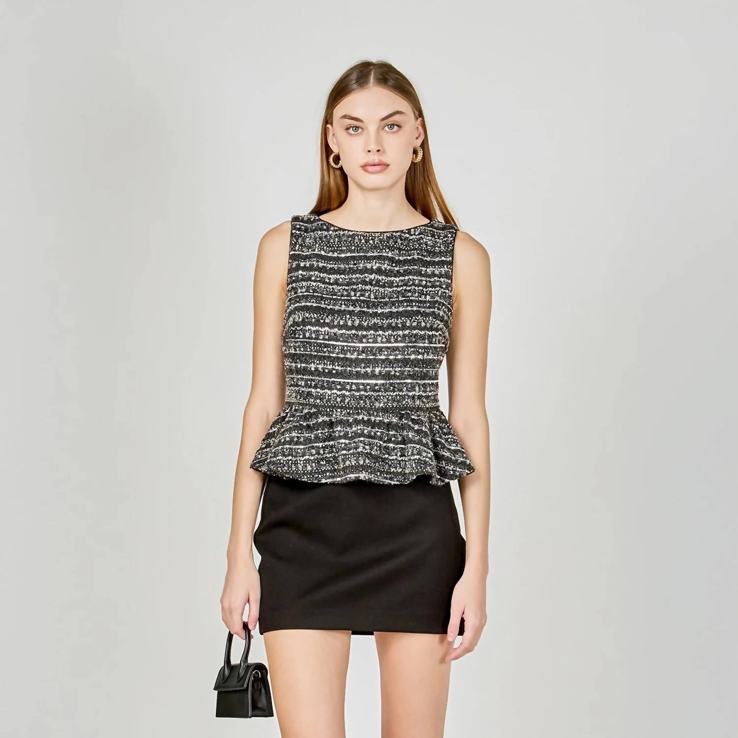 Endless Rose - Sequin Textured Peplum Top