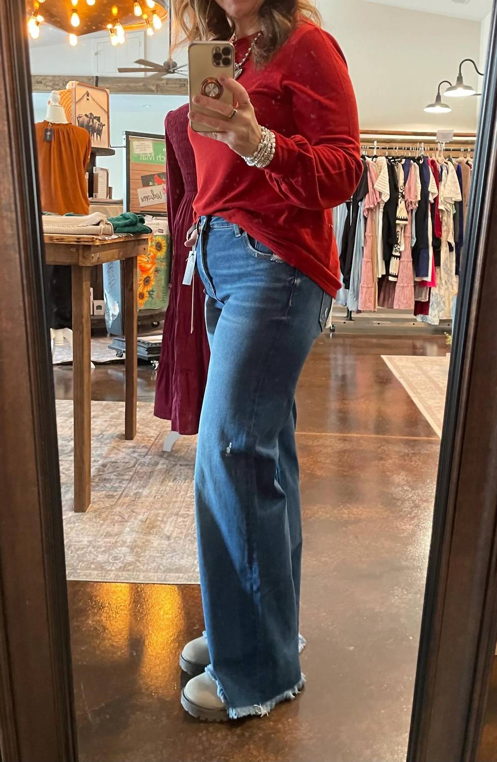 Risen - Mid Rise Ankle Straight Fray Hem Jeans