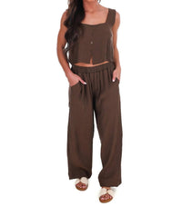 Blu Pepper - Breezy Escape Square Neck Top And Wide Leg Pants Two Piece Set