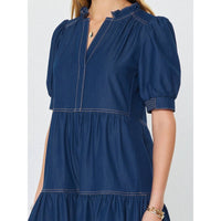 Current Air - Denim Tiered Short Sleeve Mini Dress