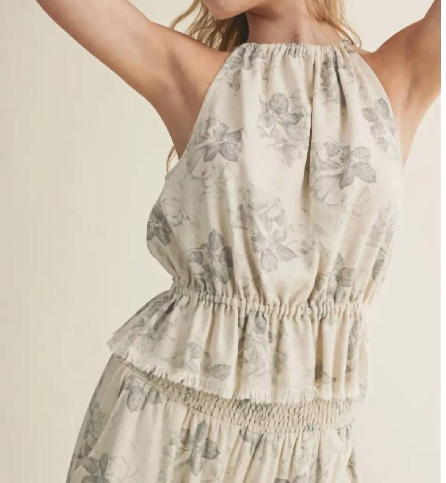 MIOU MUSE Greta Print Sleeveless Top in grey - women's blouse