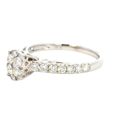 Aamiaa - 0.82 Carat Natural Diamond Cluster Engagement Ring - Size 6.5