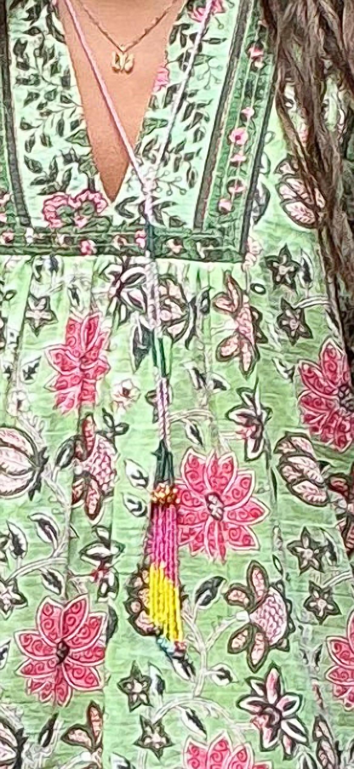 BELL Angel Dress in mint pink floral - women's dress - detail view