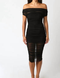 Olivaceous - Mesh Midi Dress