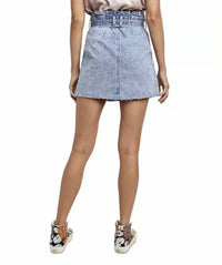 Free People Tie Waist Jean Skirt in mid indigo - women's skirt - detail view