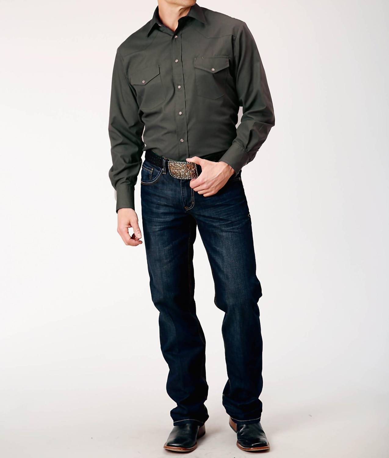 Roper - Men's Long Sleeve Snap Broadcloth Western Shirt