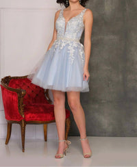 Dave & Johnny - Embroidered Tulle Rhinestone Belt Mini Dress