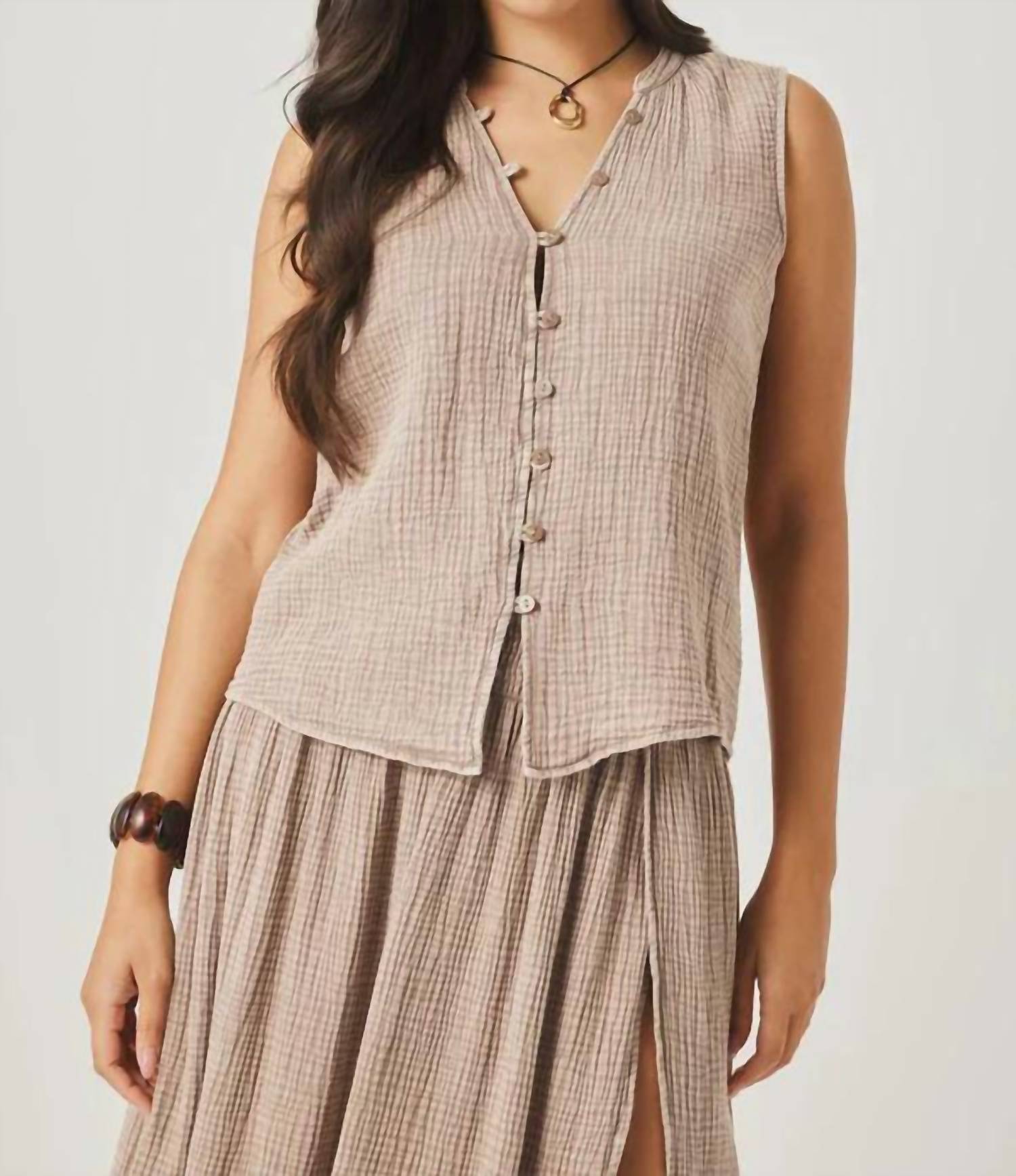 Splendid - Ava Gauze Button Tank
