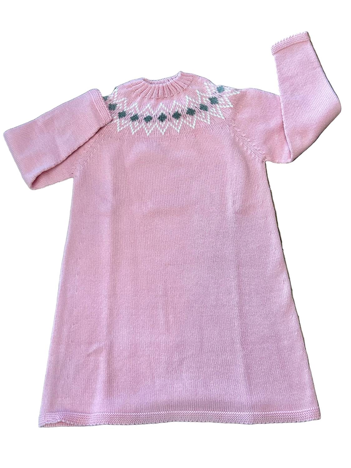 Mi Lucero - Girl's Diamond Fair Isle Knit Sweater Dress