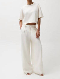 Pistola - Delphine Pleated Denim Wide Leg Pant