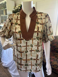 Thml - Women's Puff Sleeve Print V-neck Top