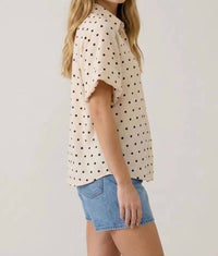 Doe And Rae - Polka Dot Bubble Sleeve Blouse