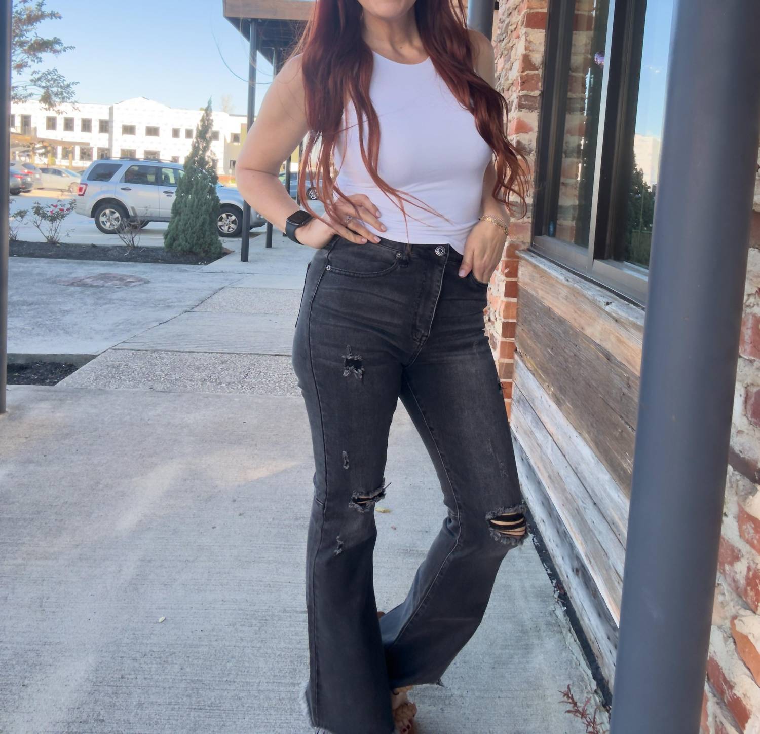 Risen - Kari Distressed Flare Jeans