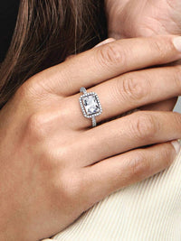 Pandora - Women's Rectangular Sparkling Halo Ring
