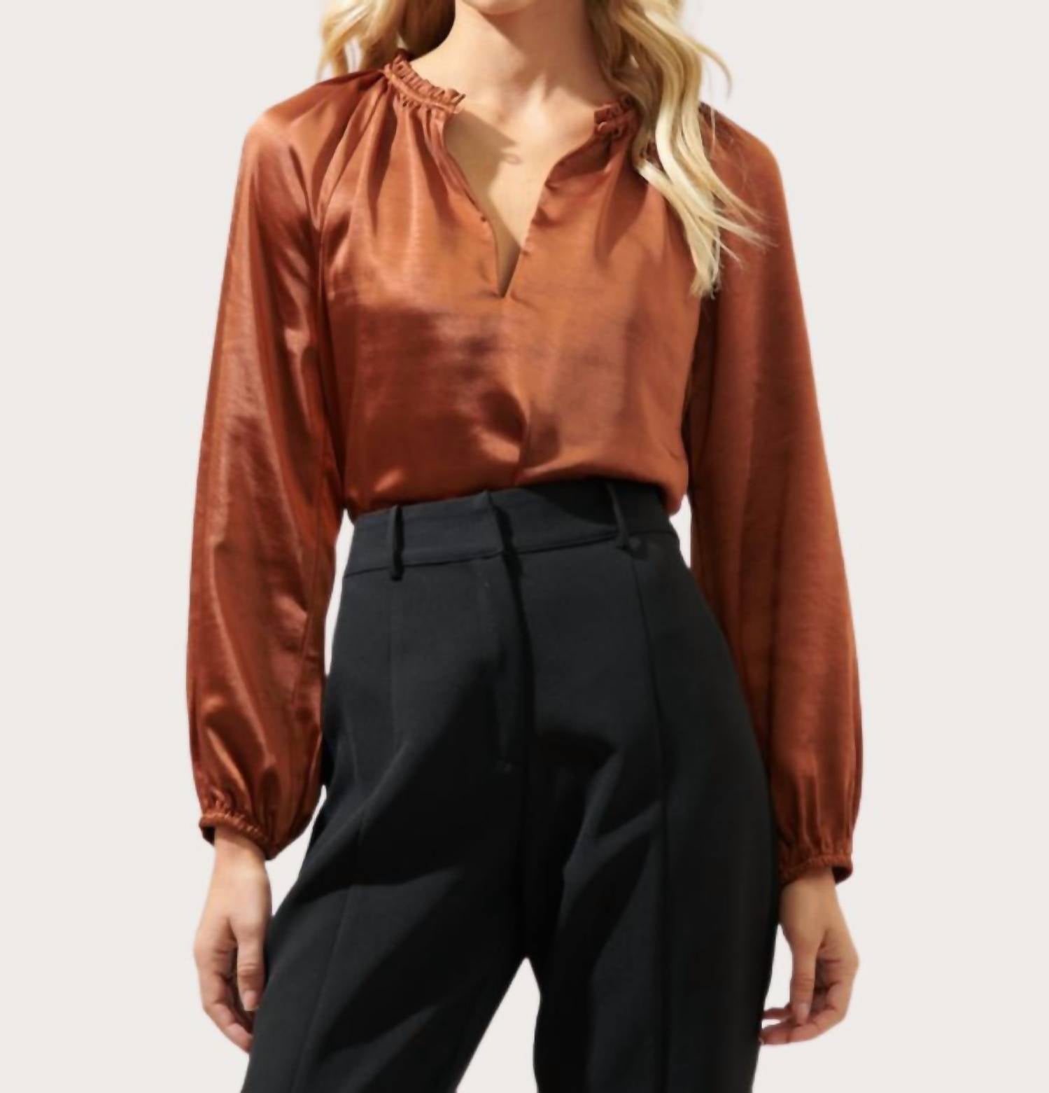 Sugarlips - Satin Long Sleeve Sleeve Blouse