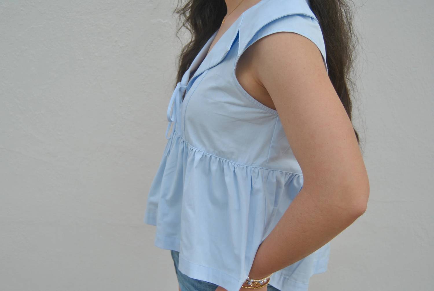 Tcec - Sleeveless Collared Peplum Hem Top