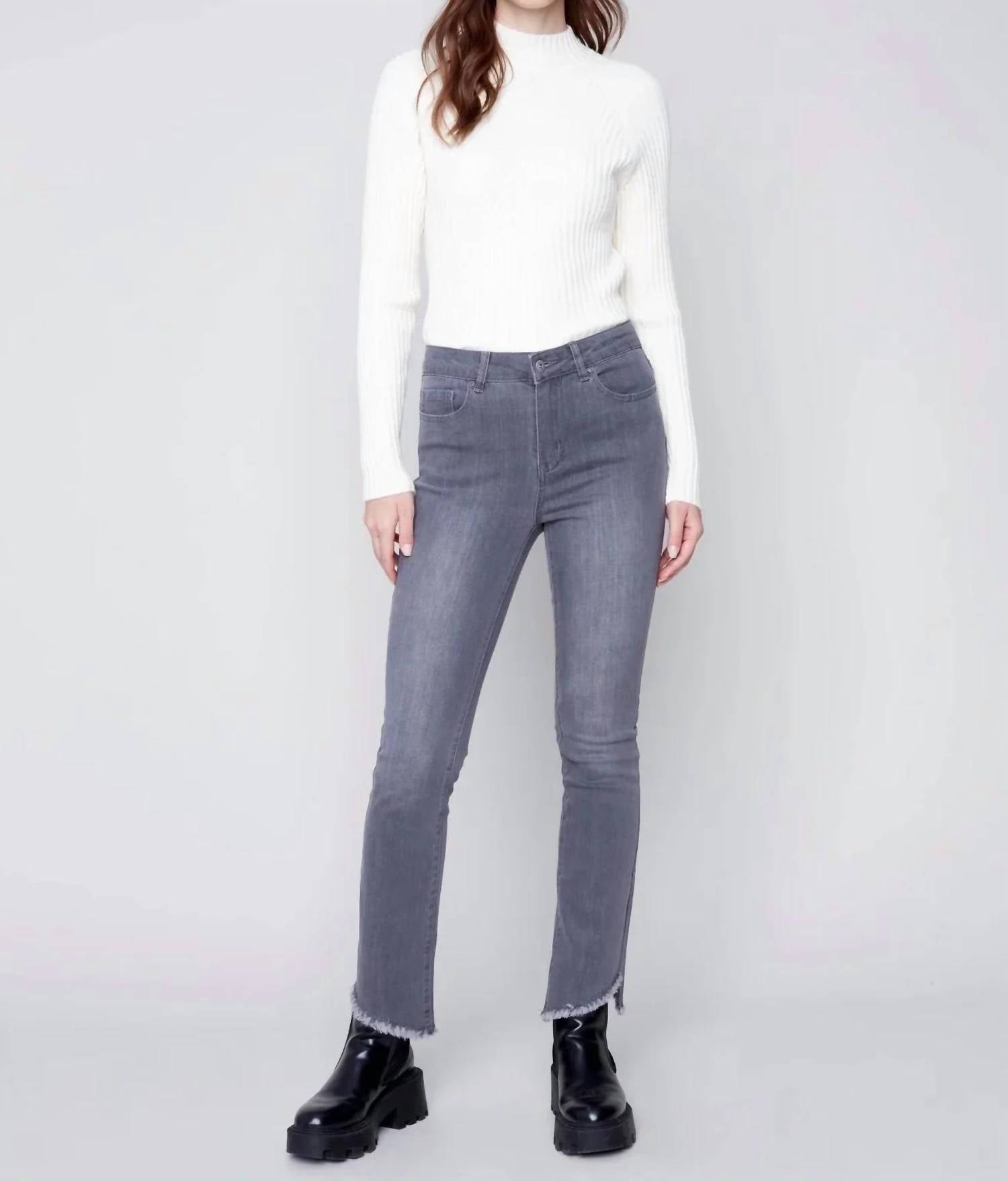 Charlie B - Asymmetrical Hem Bootcut Jean
