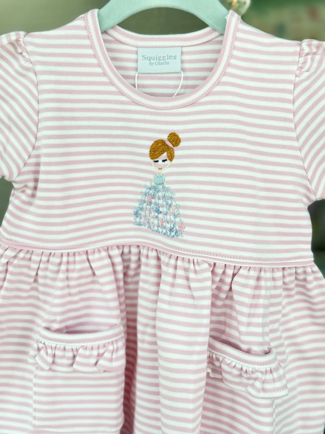 SQUIGGLES Girls Stitched Princess Dress in pink - kids' dress - detail view