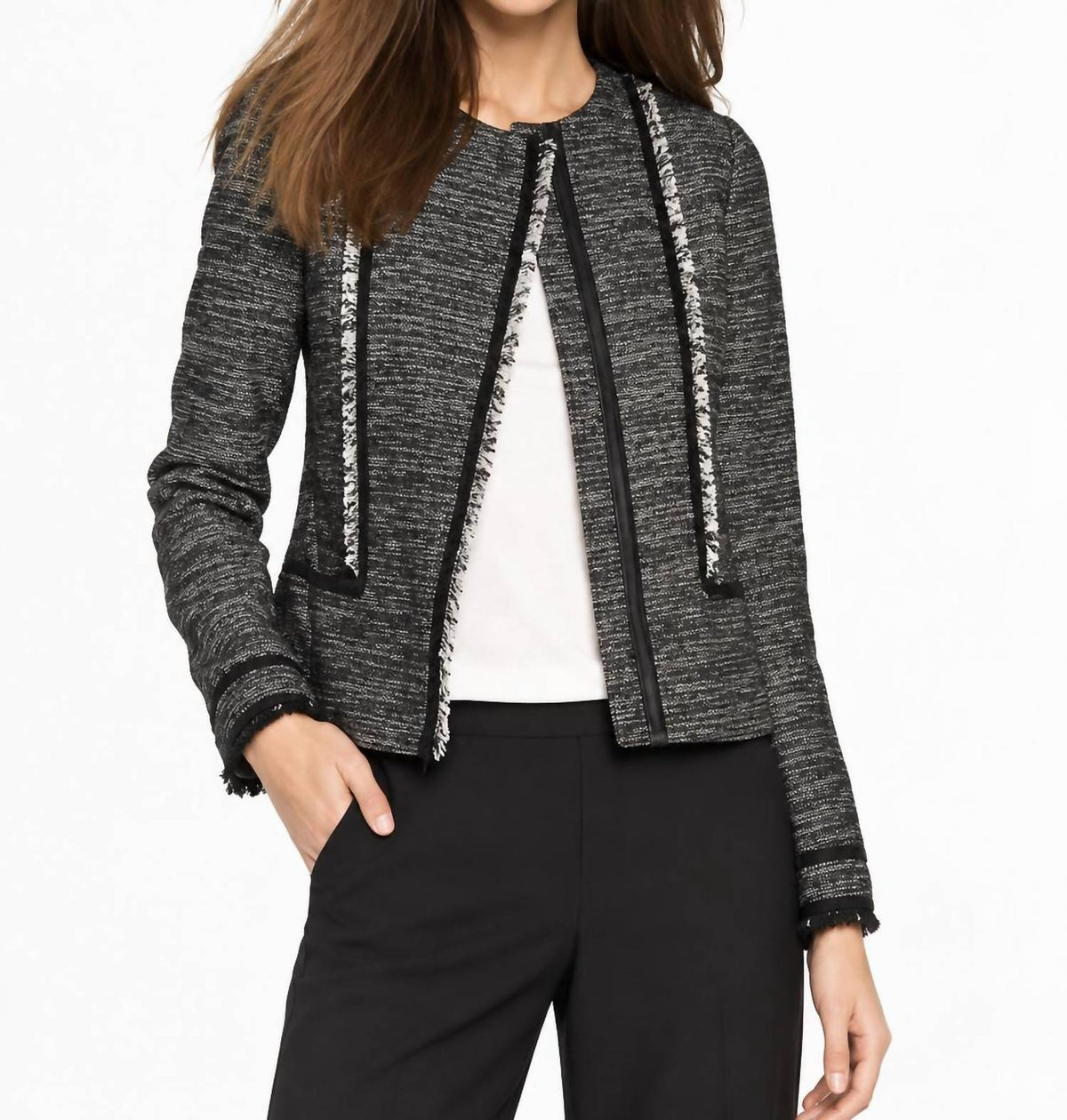 Vince - Fringe Trim Boucle Jacket