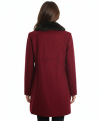 Eliza J - Faux Fur Trim Wool Blend Coat