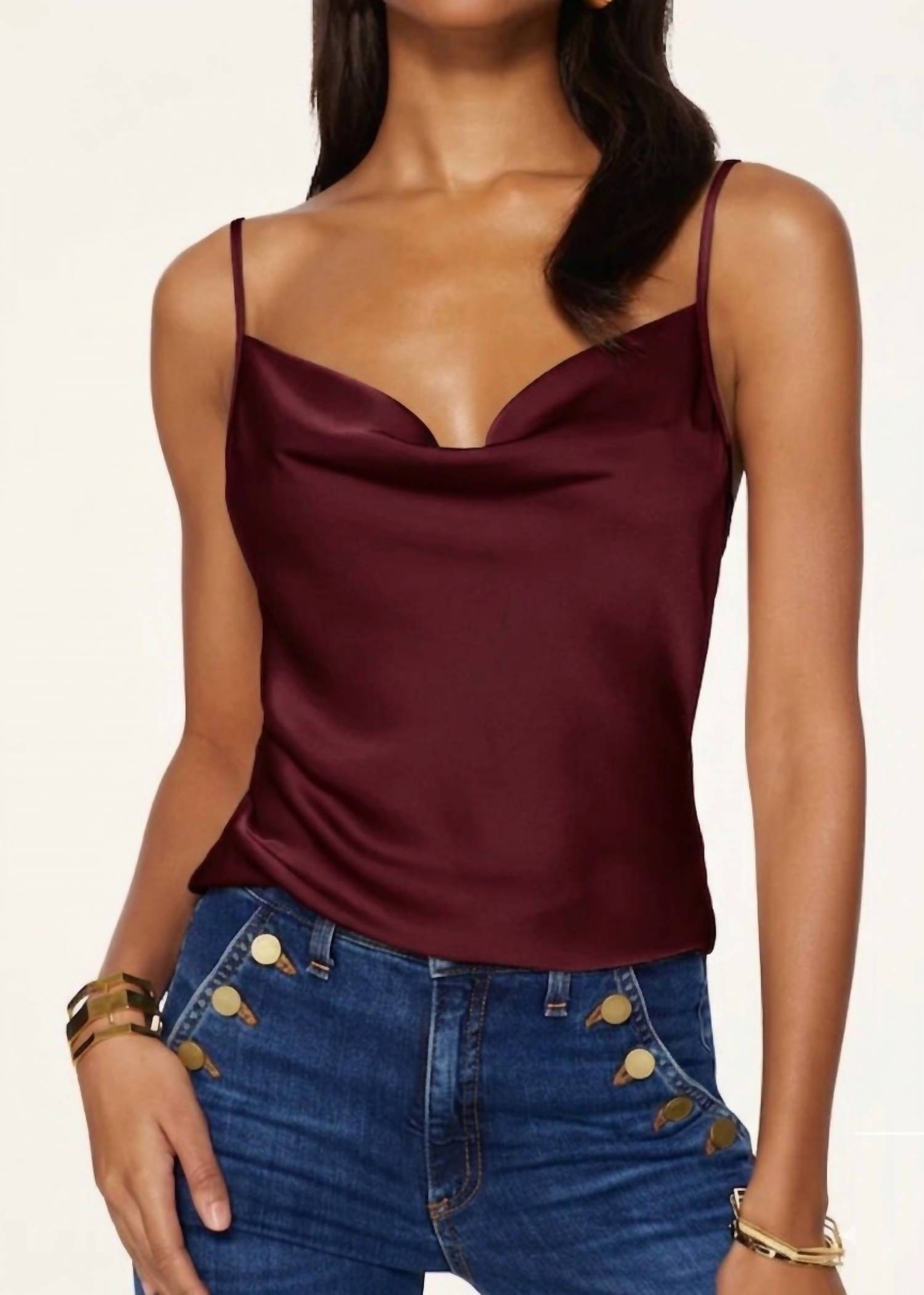 Ramy Brook Abigail Cowl Neck Tank Top in cabernet - women's tank top