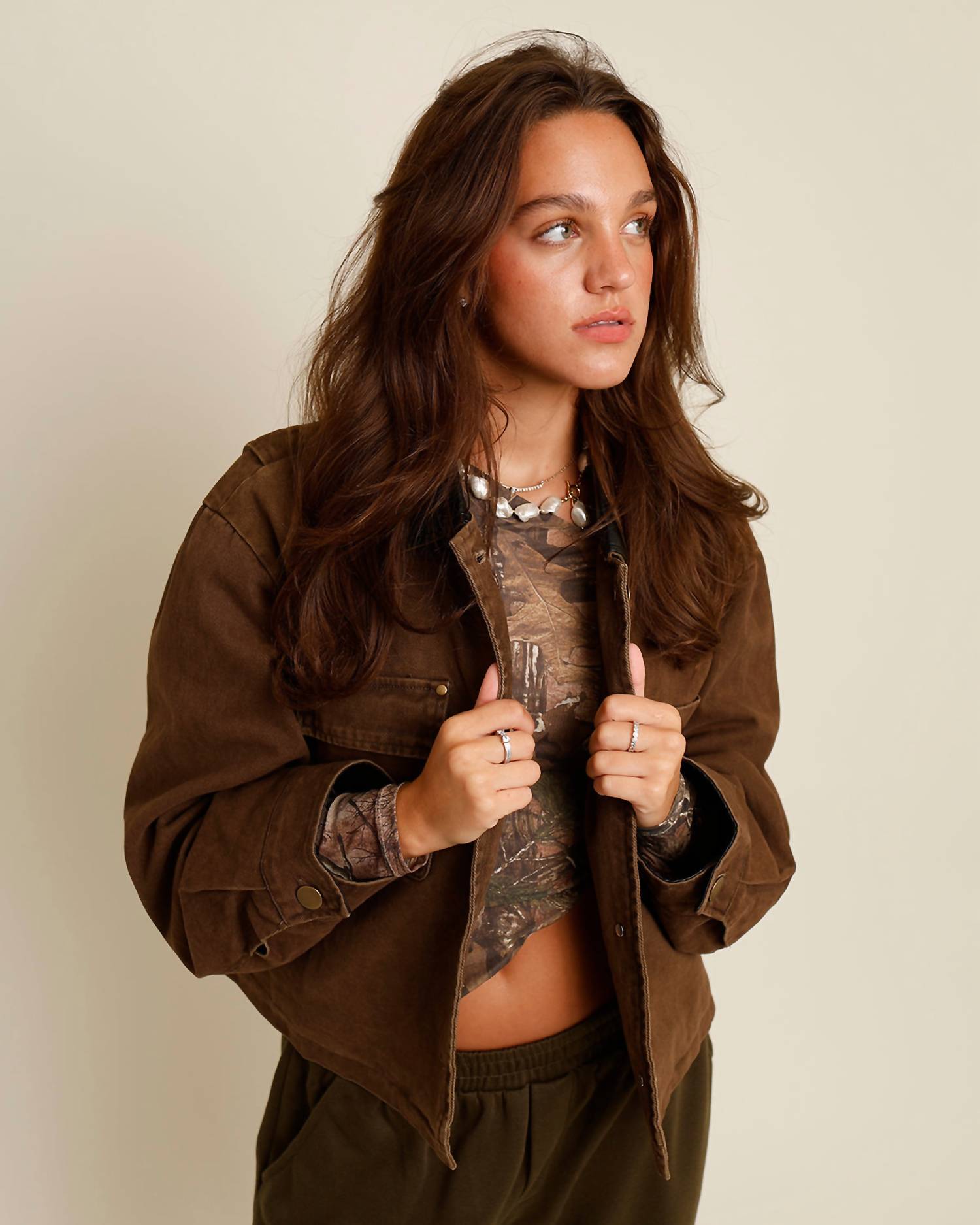 ELAN DUST RIDER CROPPED BARN JACKET in brown - women's jacket - alternate view
