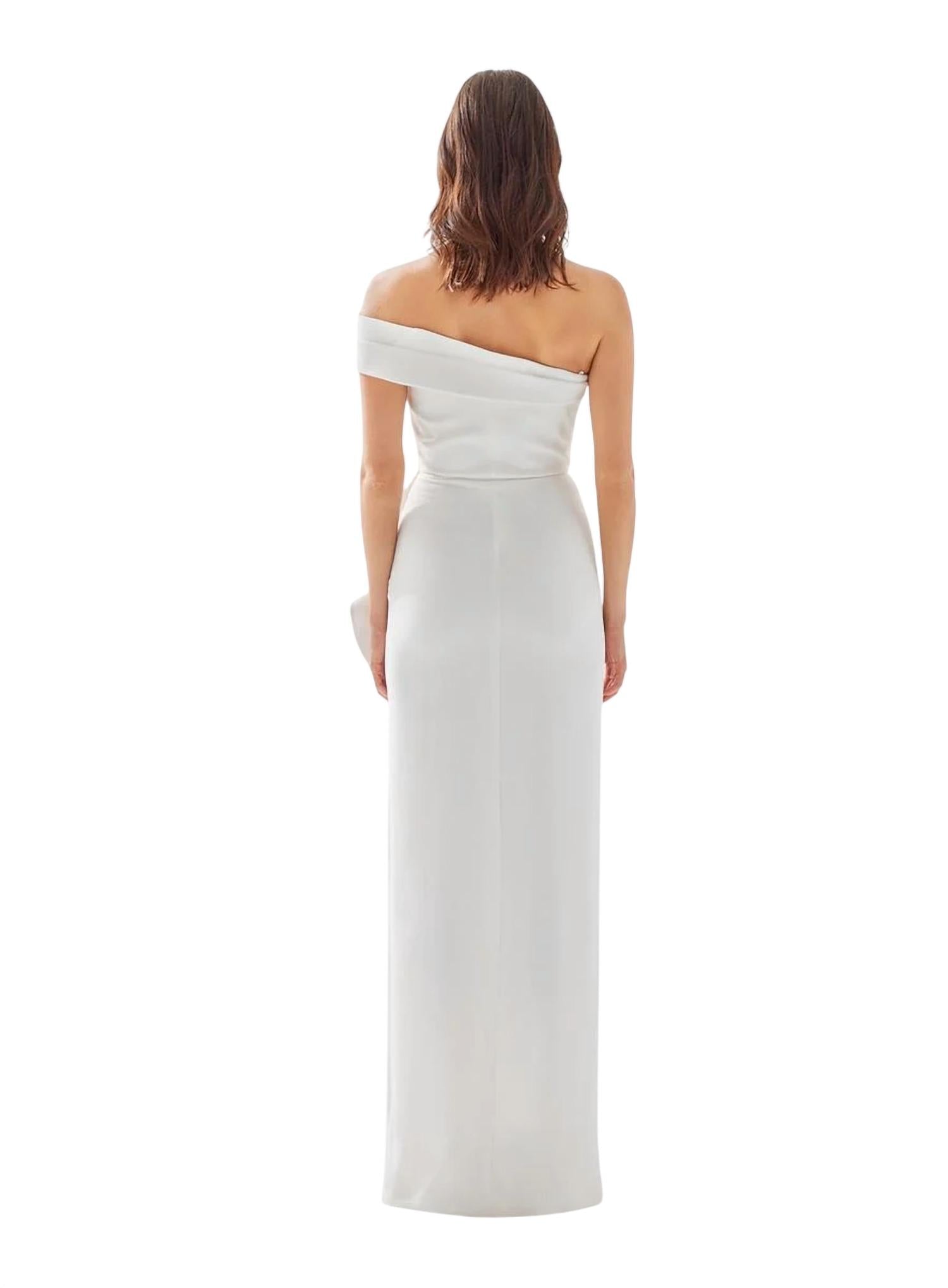Tarik Ediz Asymmetrical Ruffled Prom Dress in ivory - women's dress - detail view