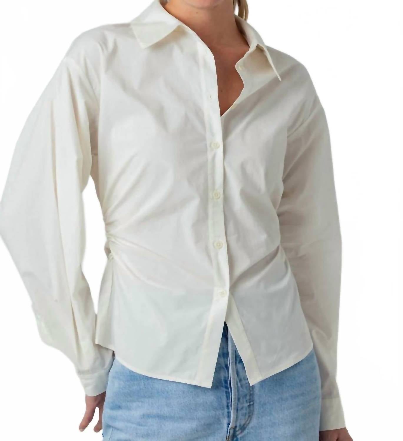 sundays Zariah Poplin Button Up Shirt in whisper white - women's shirt