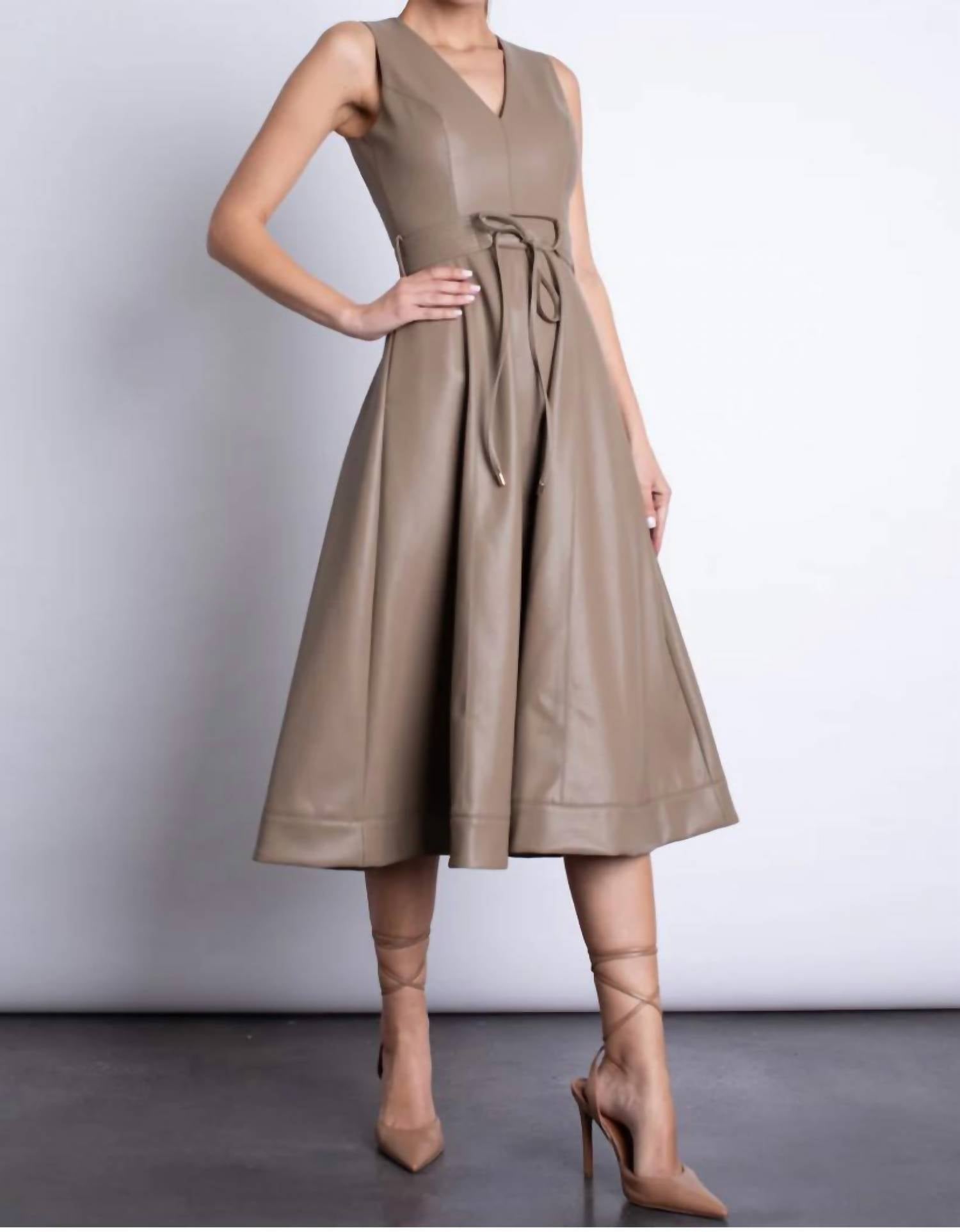Karina Grimaldi - Honoria Vegan Leather Midi Dress