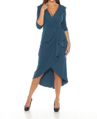 Joseph Ribkoff - Women's Sleeve Ruffled High-low Midi Dress