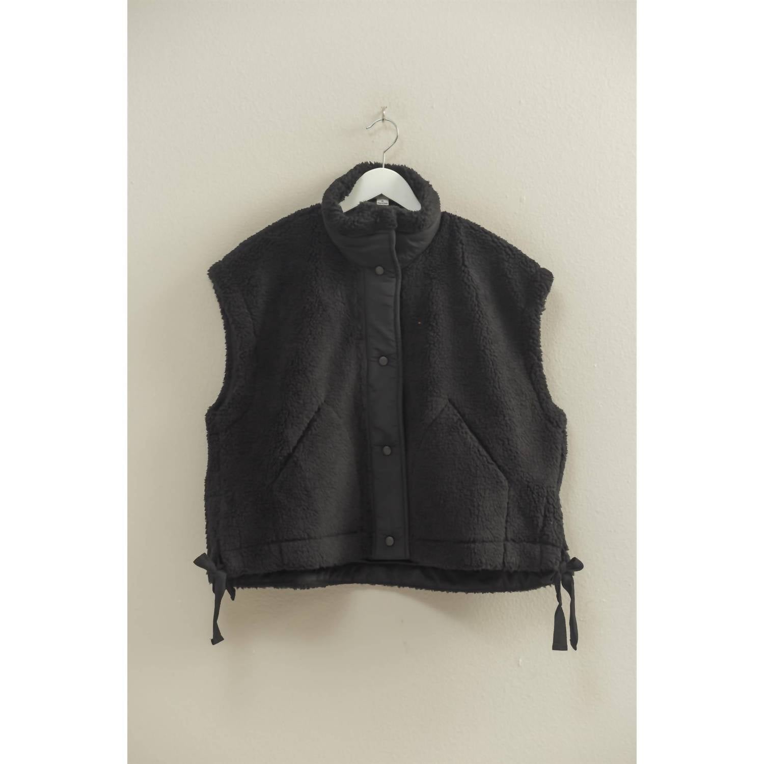 Hyfve - Women's Cozy Sherpa Vest Jacket with Tie-Up Side Details