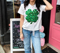 Queen Of Sparkles - Sequin Flower Shamrock Tee