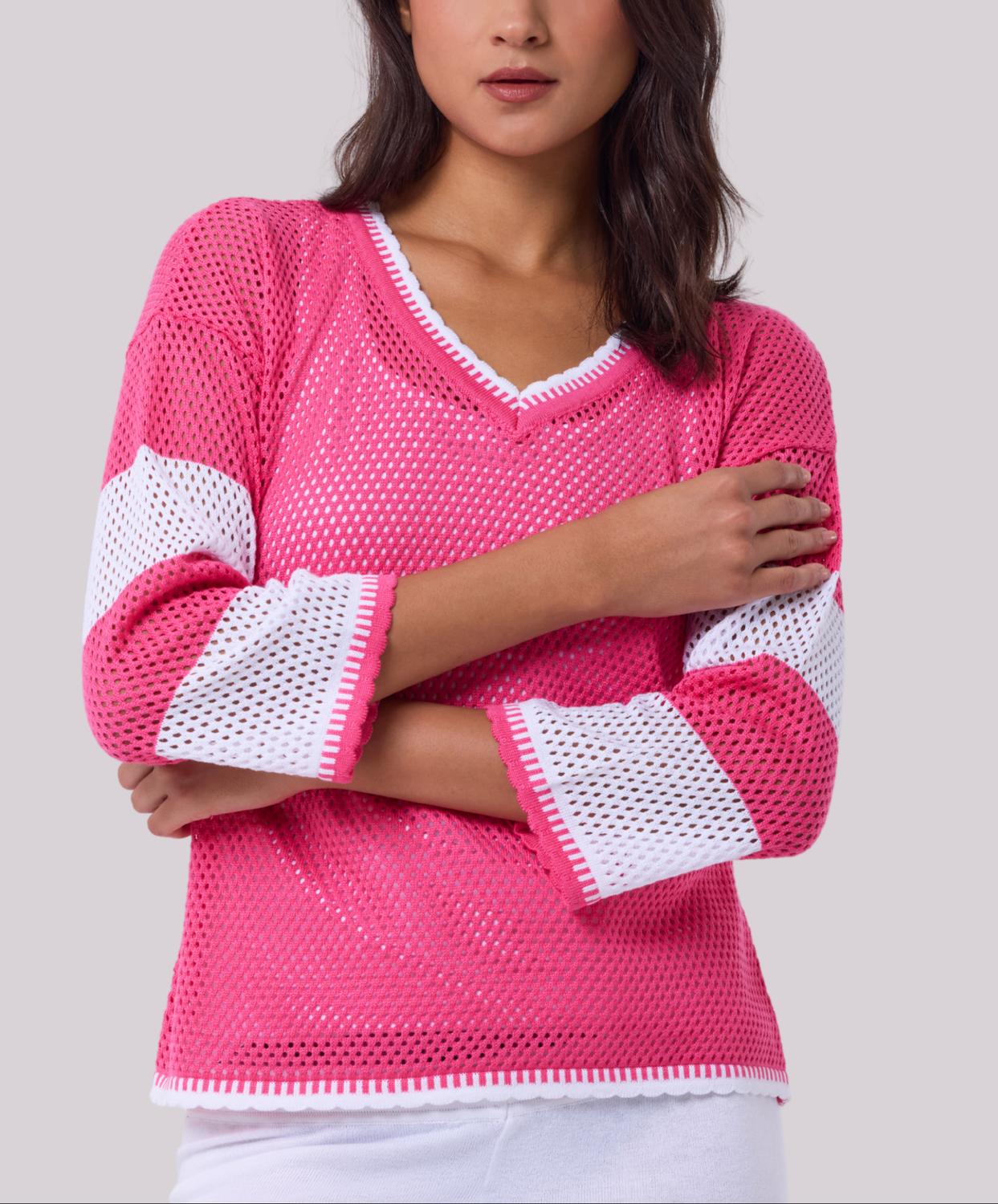 Angel Apparel - Crochet V-neck Top