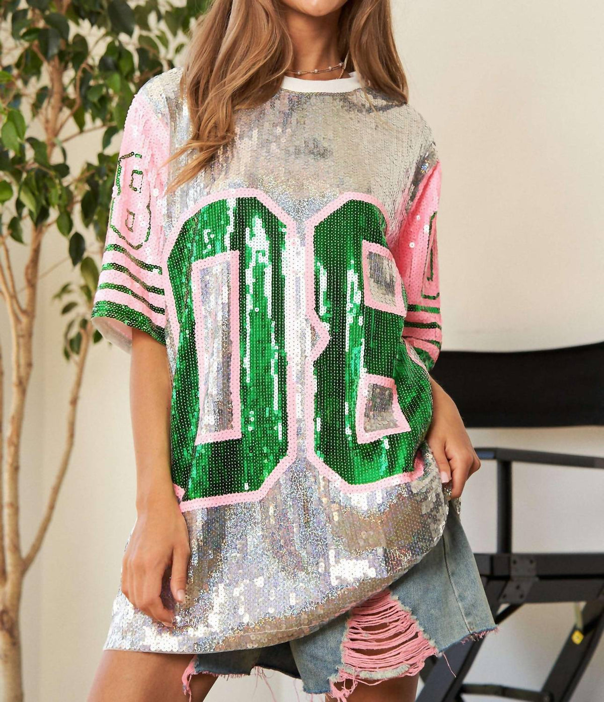 Davi & Dani - Game Day Sequin Jersey Top