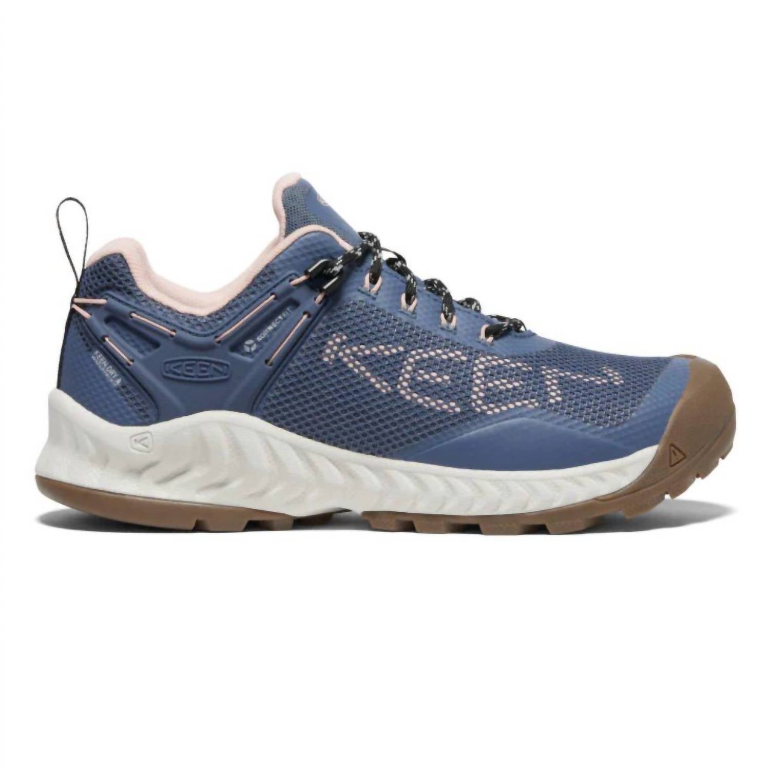 Keen Women's Nxis Evo Waterproof Sneaker in vintage indigo peachy keen - women's sneaker - detail view