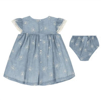 Mayoral - Girl's Two Piece Denim Dress With Embroidered Flowers